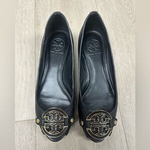 Tory Burch Black & Gold Wedged Heels